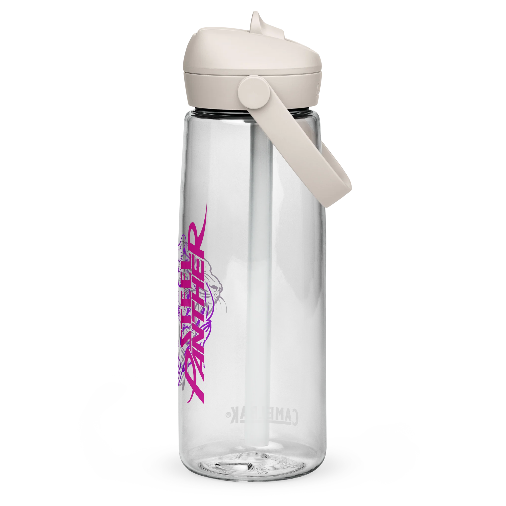 Panther Head and Logo Flip straw water bottle - Image 3